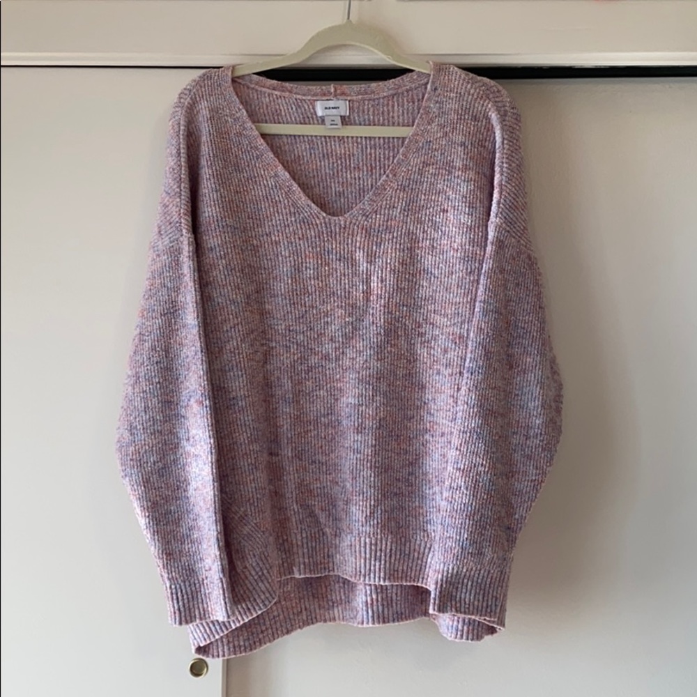 Pink V-neck sweater